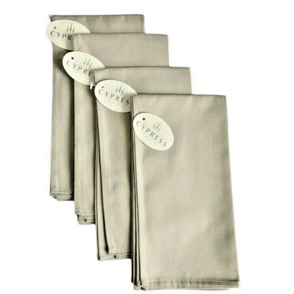 Cypress Home Fabric Napkins Taupe Beige Easy Care 100% Cotton 19x19